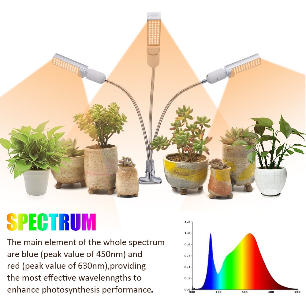 Private Jungle 60W 5V Dimmable Three-Head Flat Clip Corn Plant Light, Full-Spectrum Warm White 3000K/132LED, Silver Private Jungle 60W 5V Dimmable Three-Head Flat Clip Corn Plant Light, Full-Spectrum Warm White 3000K/132LED, Silver