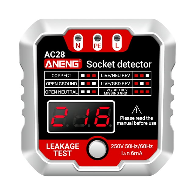ANENG Outlet Tester Receptacle with Voltage LCD Display Power Socket Checker Automatic Circuit Tester Polarity Voltage Test Wall Electrical Tools