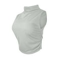 thumbnail image 5 of Yigetop Turtle Necks Tops for Women, Women's Summer Sleeveless Crew Neck Tops Ruched Tee Shirts Basic Stretch Shirts Casual Tank Top Lightweight Sleeveless Mock Neck Tops for Women Grey M, 5 of 8