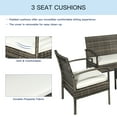 thumbnail image 6 of Outsunny Patio Furniture Set, 4 Piece Indoor Outdoor PE Wicker Conversation Set with Chairs, Loveseat Sofa, Cushions, Glass Table, Light Gray, 6 of 9