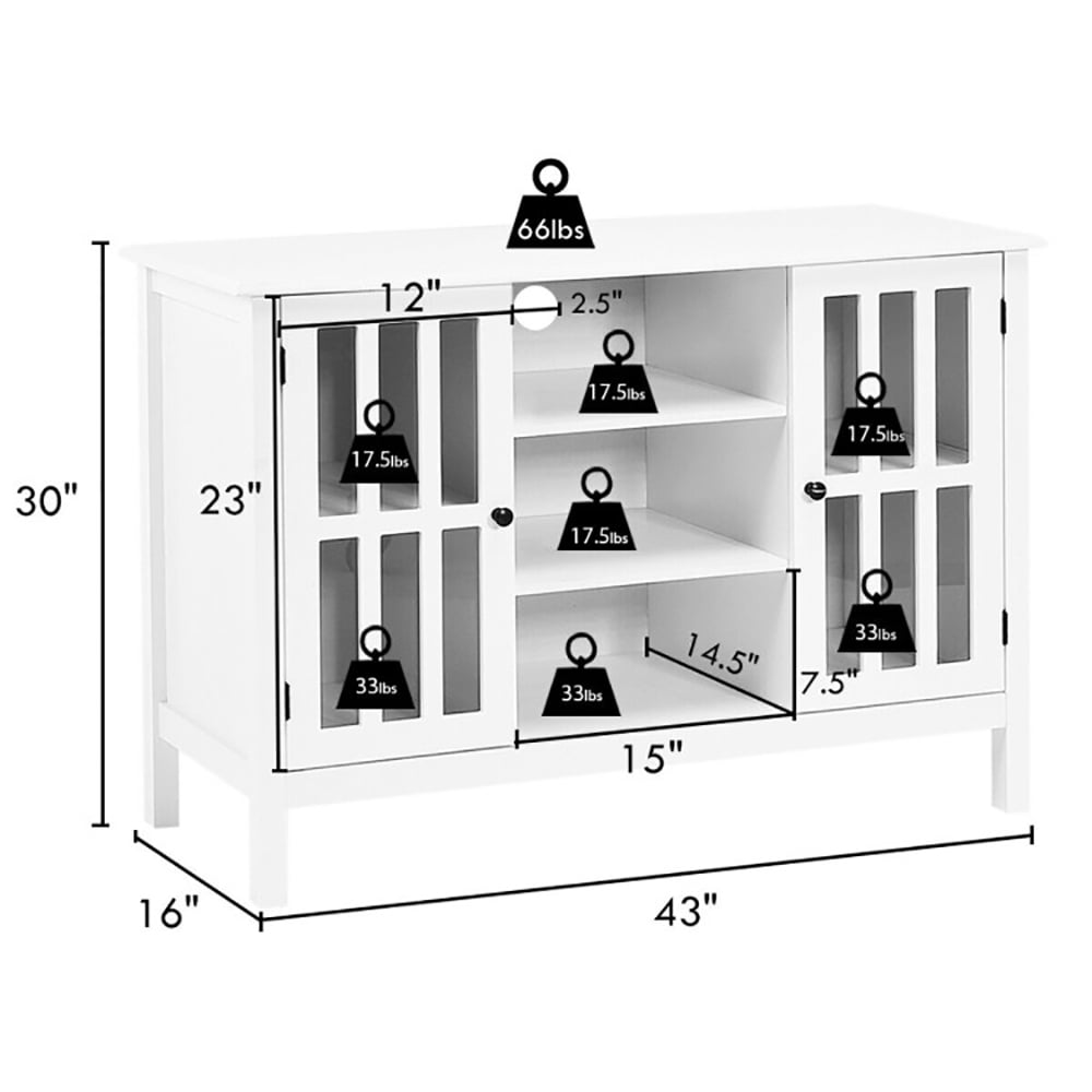 Finihen TV Stand, TV Cabinet, Wooden TV Stand Console Cabinet for 50 Inch TV, for Living Room, Bedroom, White