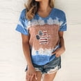 thumbnail image 1 of Lenago Hauts d'Été Grande Taille Printemps pour Femmes Mode Jour de l'Indépendance Femmes Décontracté Col Rond Manches Courtes Imprimé Hauts Blouse Tenues du 4 Juillet pour Femmes, 1 of 5