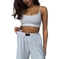 thumbnail image 3 of Conjuntos Casuales de Dos Piezas para Mujer, Camiseta Sin Mangas con Cuello en V y Cintura Elástica, Chándal de Verano con Bolsillo. Gris M, 3 of 9