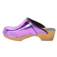 thumbnail image 3 of BJORK Maja Open Back Wood Leather Clogs (Magenta Metallic - EU37), 3 of 8