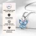 thumbnail image 5 of Bestyle Women Pure 925 Sterling Silver Butterfly Necklace March Created Aquamarine Necklaces Cute Birthstone Pendant for Butterfly Lovers, 5 of 9