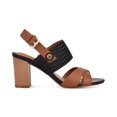 thumbnail image 2 of BANDOLINO Womens Black Padded Button Accent Woven Dante Almond Toe Block Heel Buckle Slingback Sandal 8 M, 2 of 4