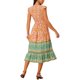 thumbnail image 3 of Vestido midi bohemio de verano casual con flores, mangas de volantes, escote en V, cintura alta y fluido INSPIRE CHIC en naranja L, 3 of 6