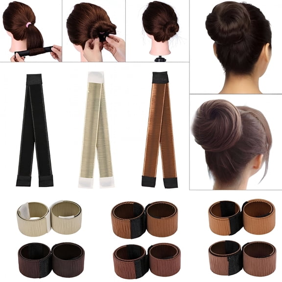 TUWAFE Women Hair Bun Maker Easy Magic Donut Styling Band Twist Updo Holder Diy Tool Black Bun Maker