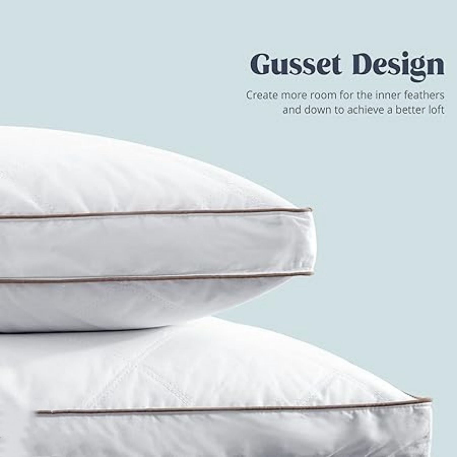 Goose Feathers and Down Pillow for Sleeping Gusseted Bed Hotel Collection Pillows, King, Set of 2