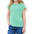 thumbnail image 2 of Cap Sleeve Summer Kids Solid Color Casual Shirt Girls Children Crewneck Simple Shirt Tops for 5-14 Years, 2 of 4