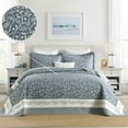 thumbnail image 2 of DDUOXIN Oversize Bedspread for King Size Beds - 128x120 100% Cotton Blue White Floral California King Size Quilt, Lightweight Reversible Cal King Quilts Bedding Set with 2 Pillow Shams, 3 Piece, 2 of 10