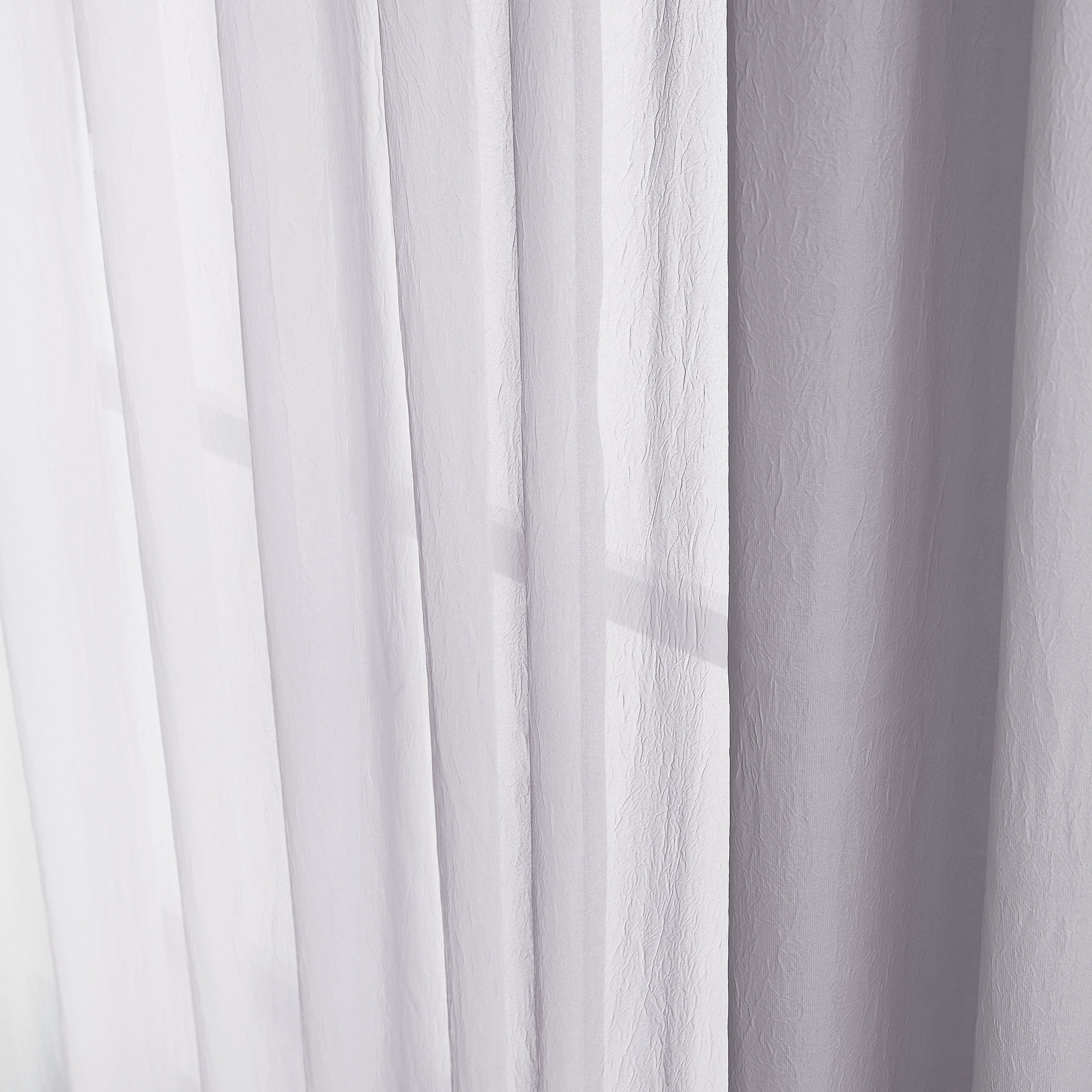 Junvictex Ombre Chiffon Sheer Grey Window Curtain Panels 52"Wx63"L Crinkle Voile for Living Room Bedroom,Grommet,2 Panels