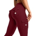 thumbnail image 6 of Lumtrix Women Workout Flare Leggings with Pockets Yoga Pants High Waisted Tummy Control Cargo Leggings Wine M, 6 of 6