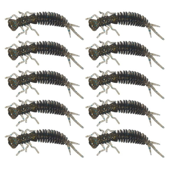 Beautynvta Fishing Lures Kit, Freshwater Fishing Bait Tackle Kit, Silicone Soft and Stretchy Fishing Lure for Bass, Trout, Salmon, Freshwater Saltwater Bass, 10 Pcs, 2.16", Coffee