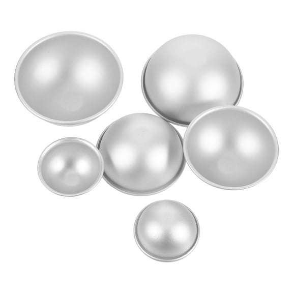 Hemobllo 6Pcs Plated Silver Half Sphere Cake Mold Aluminum Alloy Pan for Baking Bath Ball and Candle Making