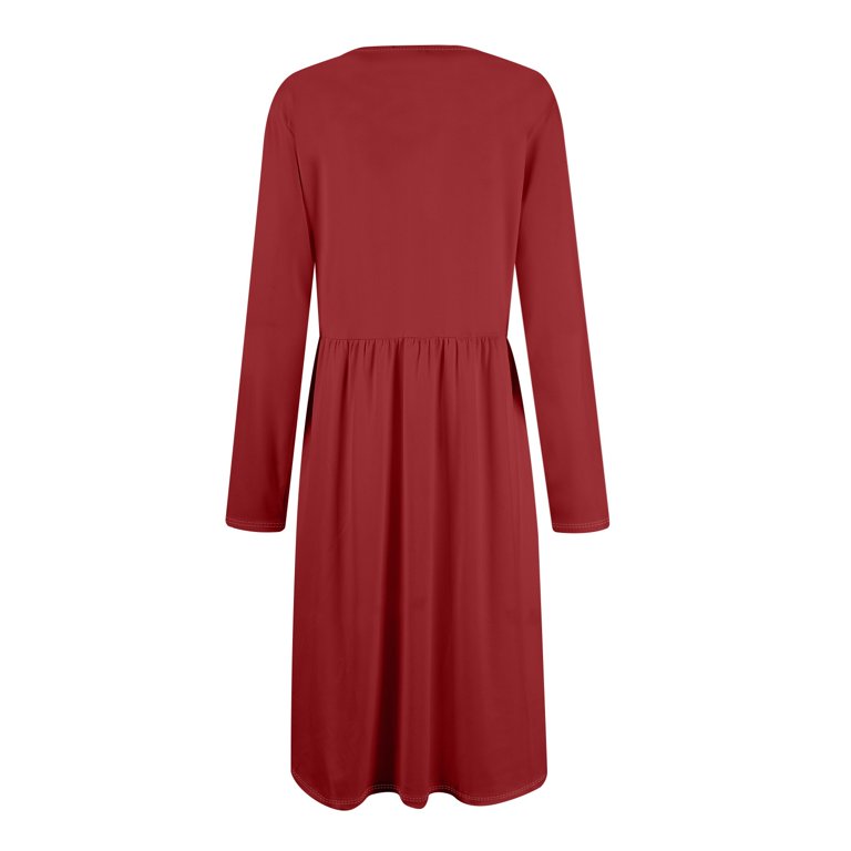 women's red skater dress Women's Dark Red Skater Dress- Left Side BHS Seal