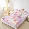 thumbnail image 4 of Manfei Chic Butterfly Queen Sheet Sets,Golg Glitter Print Flat Sheet,Pink White Queen Fitted Sheet For Girls Kids,Breathable Home Decor,4pcs, 4 of 7