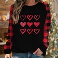 thumbnail image 2 of Valentine's Day Cute Sweatshirts for Women Plaid Patchwork Letter Graphic Print Long Sleeve Crew Neck Loose Tops(Red,XXL), 2 of 4