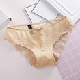 thumbnail image 2 of Gibobby Panty Microfibra con Encaje Calzoncillos mujer Bragas cintura Bragas encaje malla sexy transpirable para niñas（Beige， XL), 2 of 5