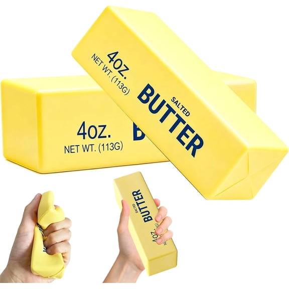 2Pcs Slow Rising Squishing Butter Stick, Sticky Butter Sticks Squeeze Toys, Realistic Food Squishies Fidget Toys for Decompression Anxiety Relaxation