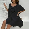 thumbnail image 6 of Swimwear Cover Up for Women Loose Casual Round Neck Short Sleeved Hollow Out Cover Shirt Beach Beach Vacation Cover Shirt, 6 of 7
