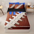 thumbnail image 3 of Homewish Sport Football Zipper Full Size Comforter Sets with Fitted Sheet and 2 Pillowcases,Teens Blue Rugby Ice Cream Drip Zipper Bedding Set,4pcs,Black Reversible, 3 of 6