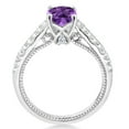thumbnail image 3 of Gem Stone King 925 Sterling Silver Purple Amethyst and White Created Sapphire Engagement Ring for Women (1.24 Cttw, Cushion 6MM, Gemstone February Birthstone, Available in Size 5, 6, 7, 8, 9), 3 of 5