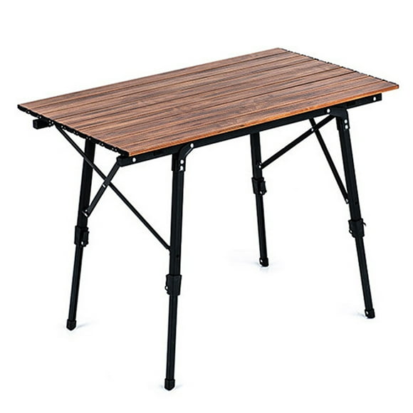 Alliage d'Aluminium Pliable Table Portable Imitation Grain de Bois Table Bureau pour Camping en Plein Air Barbecue Plage