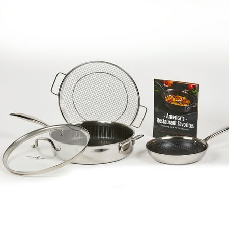 

blank Titan Tri-Ply 6 Piece Cookware Set Nonstick Cookware Set Stainless Steel Dishwasher Safe Oven Safe