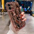 thumbnail image 3 of iPhone 12 Holographic Case, Cute Laser 3D Water Ripple Bling Glitter Luxury Plating Wave Shape Phone case for Women Girls Silicone Protection Cover (Rose Gold), 3 of 18