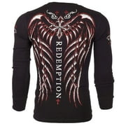 Archaic by Affliction Men's Thermal Shirt SPINE WINGS Black