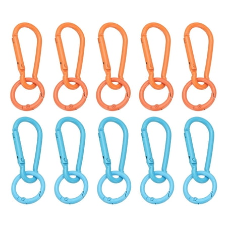 Uxcell 10Pcs Keychain Clips with O Rings Orange/Purple Small Metal Alloy Key Ring Holder Snap Hook Keychain Clips Buckle for Women Men Multipurpose Outdoor Camping Hiking Travelling