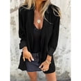 thumbnail image 4 of Camisa Vaquera con Botones para Mujer, Larga, Solapa, Informal, Holgada, Vaquera Negro L, 4 of 7
