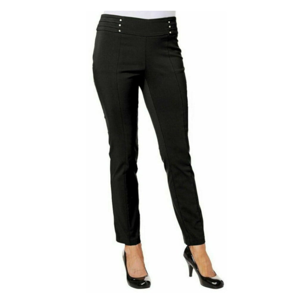Rafaella - Rafaella Womens Comfort Slim Leg Pull-On Dress Pants, Black ...