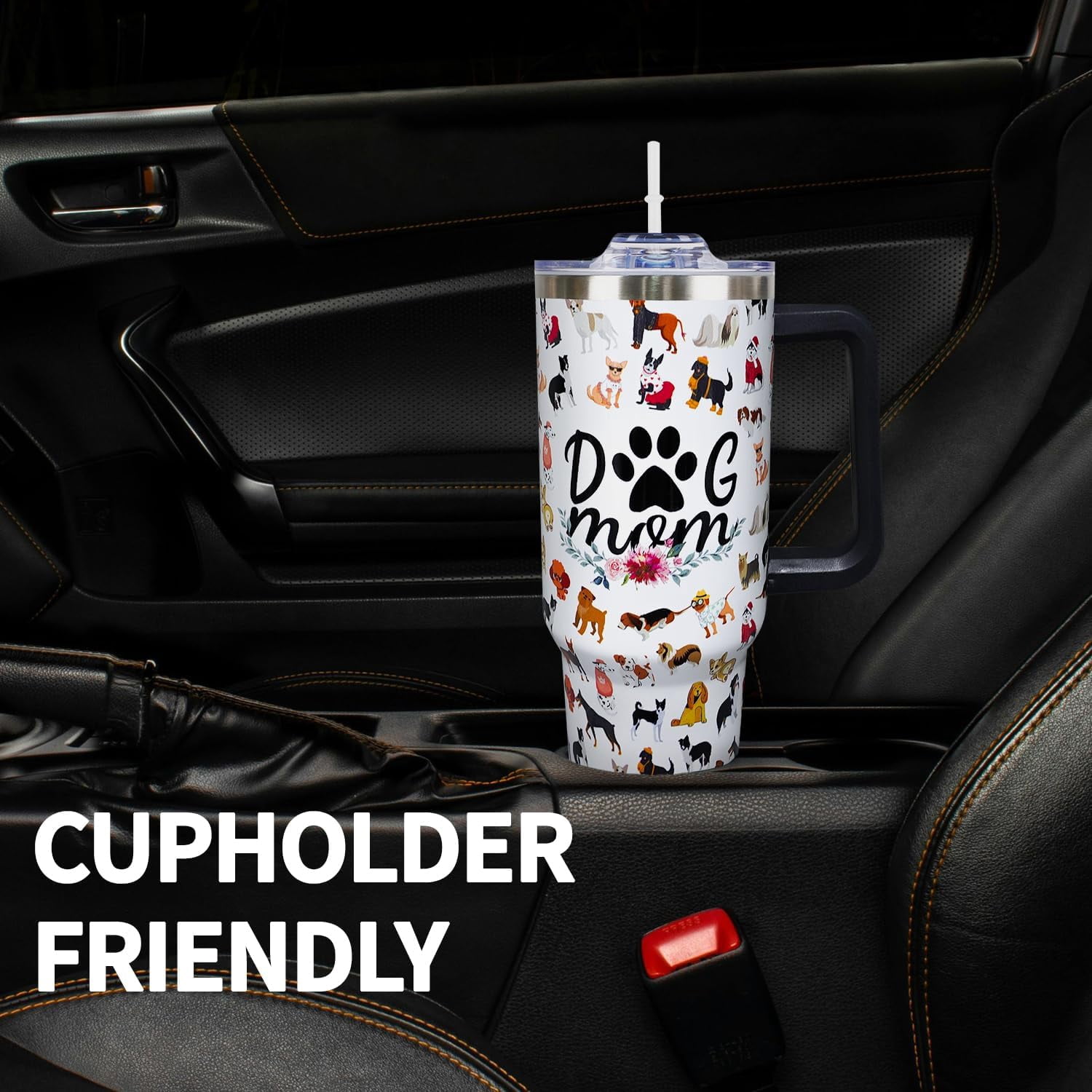 Goth Themed 40 Oz Tumbler With Handle & Straw - Vacuum Insulated, Leak-Proof Travel Mug