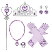IBTOM CASTLE Little Girls Princess Halloween Cosplay Outfits for Kids Party Fancy Dress up Long Evening Gown 7-8 Years Purple