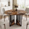 Round Dining Table for 4, Wooden Circle Kitchen Table, Farmhouse Dinner