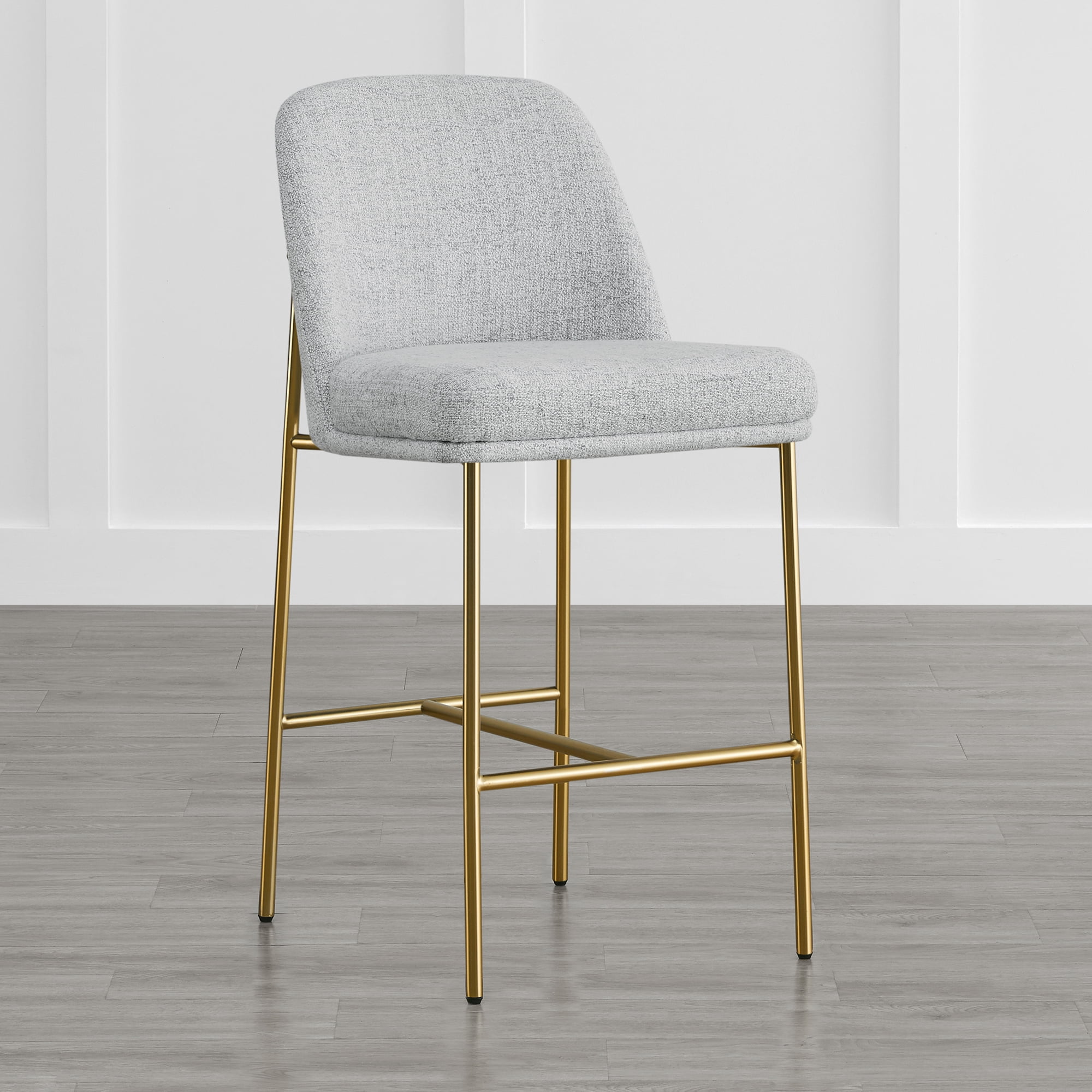 Spruce & Spring Modern 27-Inch Contemporary Counter Stool Set with Upholstered Seat and Metal Frame Set of 2, Cloud Fabric