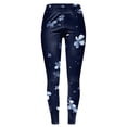thumbnail image 3 of felwors High Waisted Yoga Pants for Workout, Solid Color Tummy Control Running Leggings for Women, Fashion Clubwear Tights Dark Blue for Size XL, 3 of 6