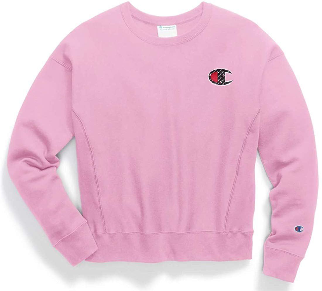 Champion Women's Reverse Weave Pullover Crew Sweater Pink Candy - C X-Large - Walmart.com