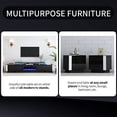 thumbnail image 3 of VanAcc 2 Piece Entertainment Center Side Table Set with Storage, Modern High Gloss End Tables, Black, 3 of 7