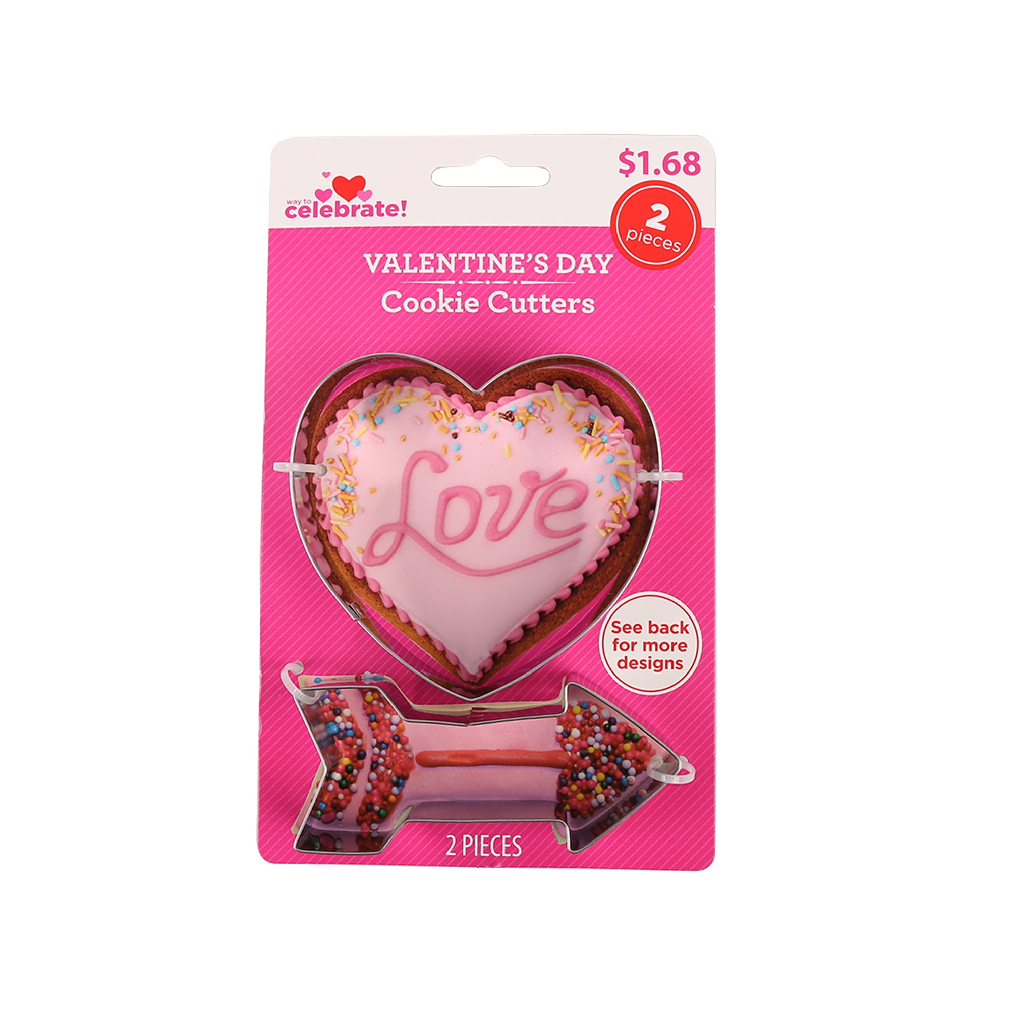 WAY TO CELEBRATE! Way To Celebrate Valentine's Day 2pk Silver Heart and Arrow Cookie Cutter Set
