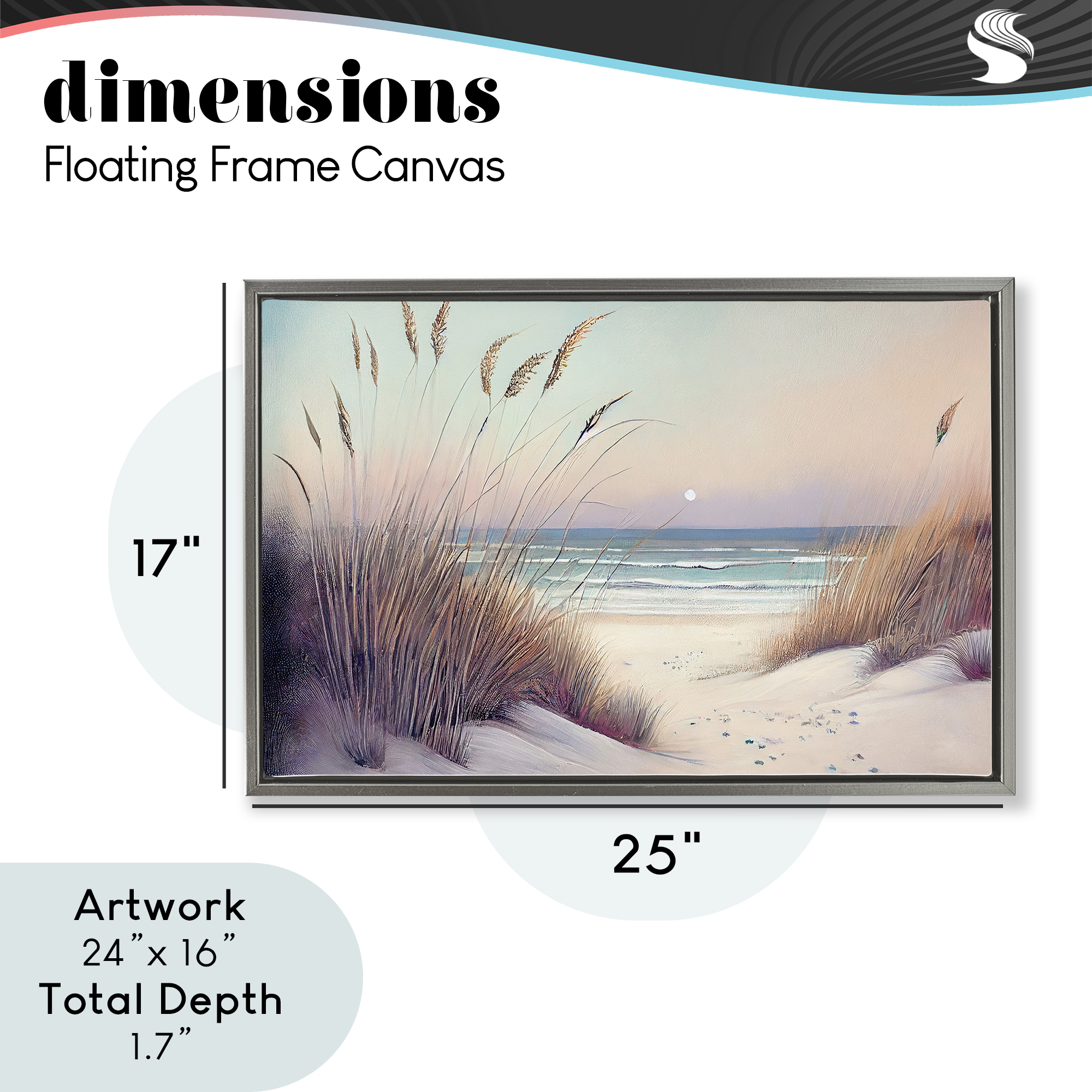 Euphoria Beach Dunes View Gray Framed Floater Canvas Wall Art, design by Sasha