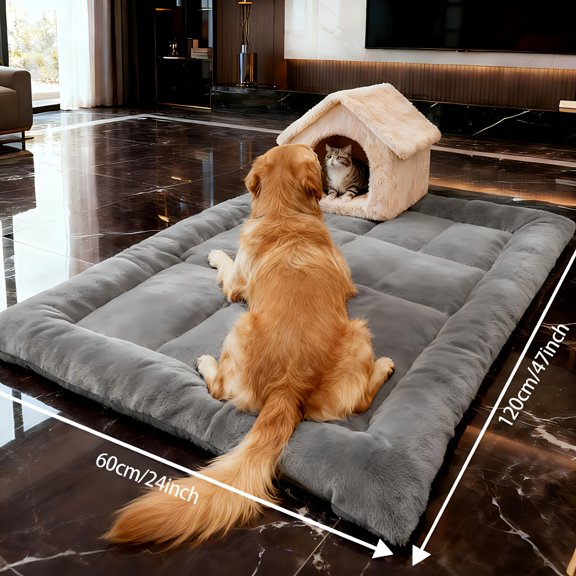 Oversized Soft Dog Sleeping Mat Non-Slip Washable, Warm Winter Bed for Large Dogs, Perfect for Multi-Pet Families Indoor Living Room Outdoor Garden Use