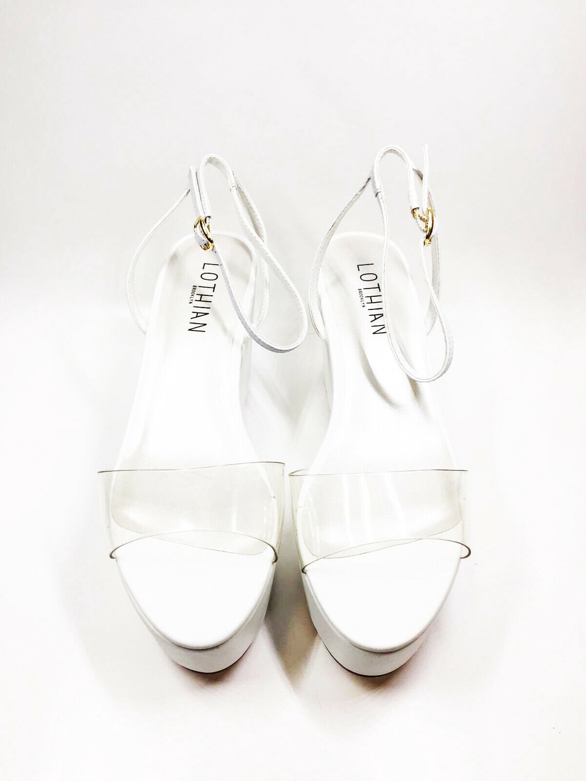 transparent strap wedges