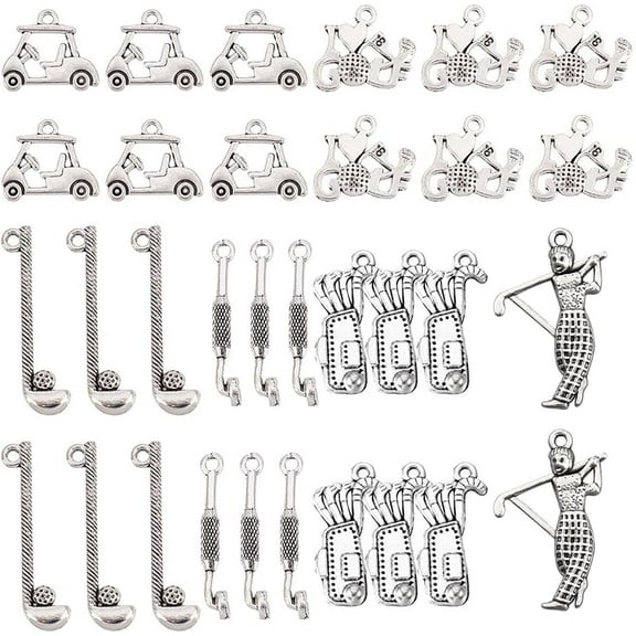 1 Box 60Pcs Golf Charms Golf Charm Bulk Sport Club Cart Sports Pendants