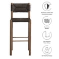 thumbnail image 3 of Bar Chair Barstool, Set of 2, Walnut Brown, Wicker Rattan, Aluminum, Outdoor Patio Balcony Cafe Bistro Garden Hospitality Restaurant, Modern Contemporary, HB37359, 3 of 11