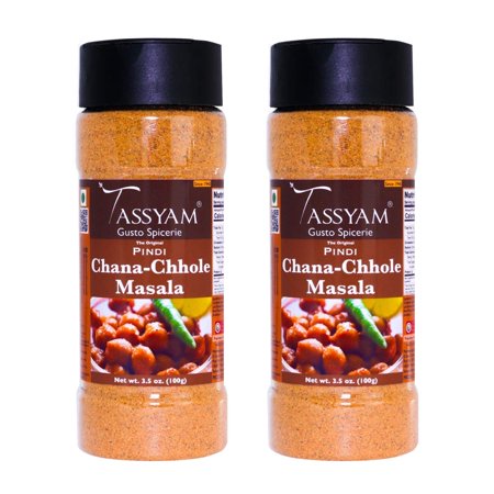Tassyam Pindi Chana Chhole Masala, 200g (100g x2) | Herbs & Spices, No Preservatives & Fillers | Dispenser Bottle