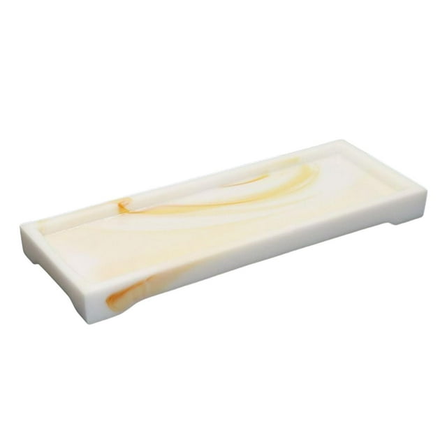 Bandeja de tocador marmoleada, placa de exhibición, soporte de placa de decoración, bandeja de servicio rectangular, bandeja decorativa para artículos Amarillo blanco Sunnimix tocador de baño