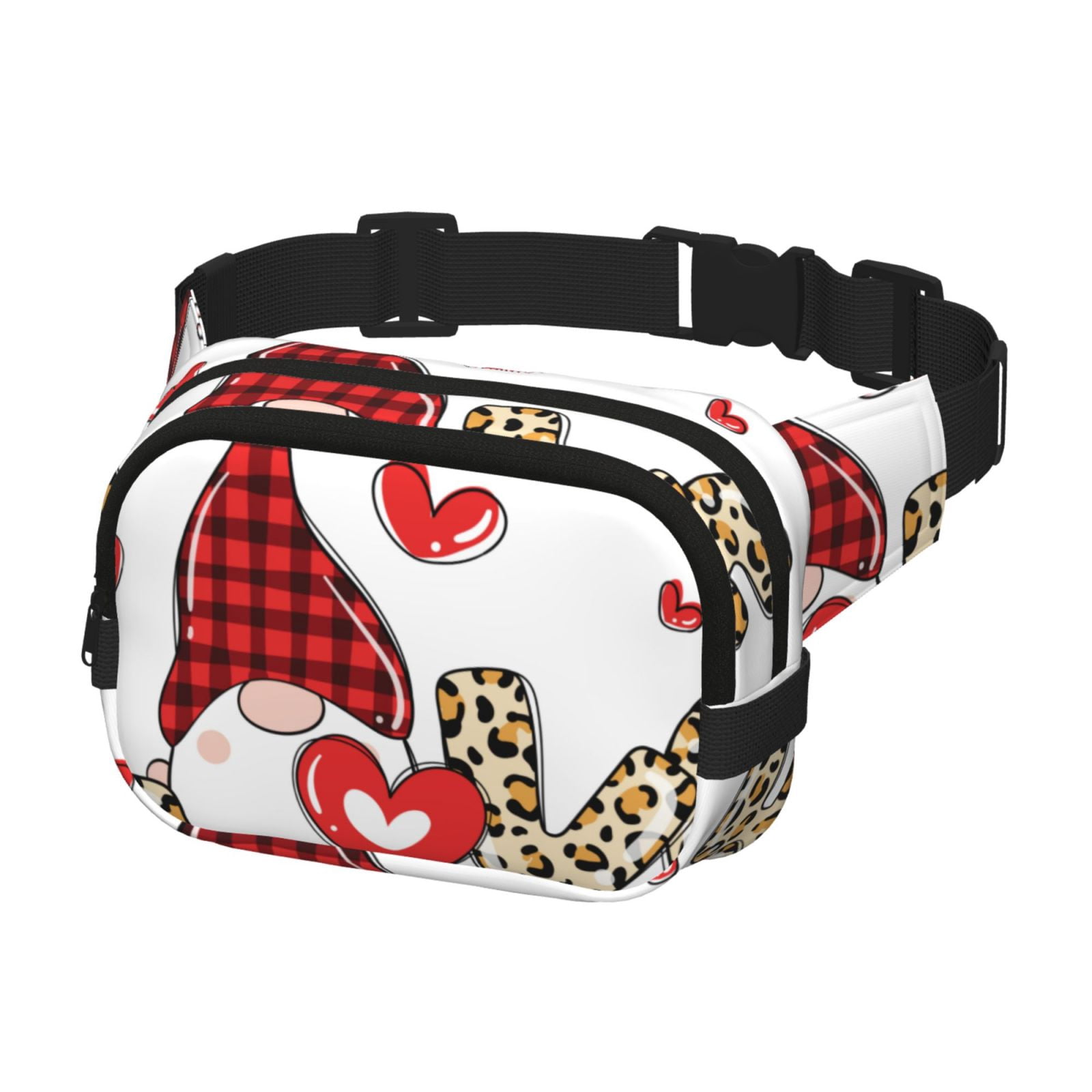 Kdxio Love Gnomes Crossbody Double Layer Waist Bag Belt Bag for Unisex Fanny Pack Fashion Waist Packs for Hiking Running Shopping Traveling